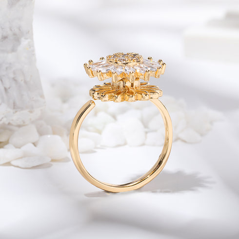 Lunel Jewels™ Crystal Sunflower Spinner Ring