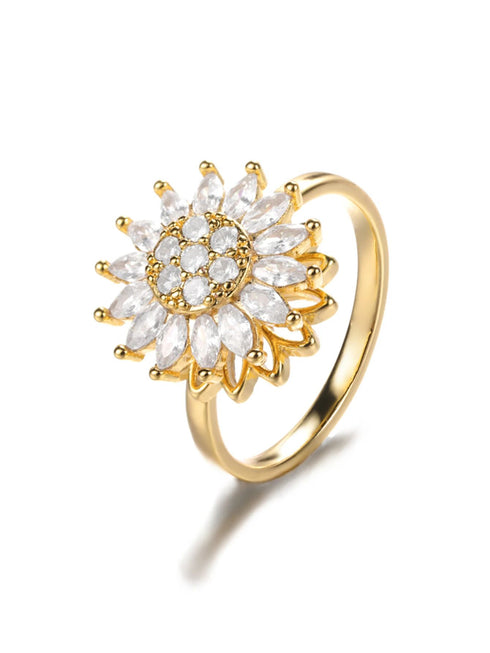 Lunel Jewels™ Crystal Sunflower Spinner Ring