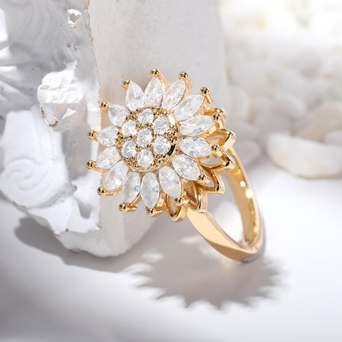Lunel Jewels™ Crystal Sunflower Spinner Ring